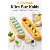 Kitchen Beauty 6 Bölmeli Kapaklı Yuvarlak Şekilli Büyük Boy Buz Kalıbı İstiflenebilir Dikey Buzluk Kokteyl Sunum Buz Kalıbı Et Suyu