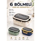 Kitchen Beauty 6 Bölmeli Taşınabilir Yemek Kabı Lunch Box Diyet Beslenme Kutusu Saklama Kabı Çatal Kaşık Sefer Tası