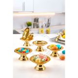 Kitchen Beauty 6'lı Akrilik Dekoratif Gold Kaplama 6'lı Makaronluk Kahve Yanı Sorelis Sunumluk Lokumluk Çerezlik