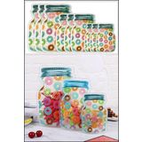 Kitchen Beauty 9 Adet 3 Boy Kavanoz Görünümlü Kilitli Donutlu Saklama Poşeti / 150ml - 500ml - 620ml