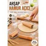 Kitchen Beauty Ahşap Saplı Rulo Hamur Açıcı Merdane Pürüzsüz Oklava Pizza Börek Açma Silindir
