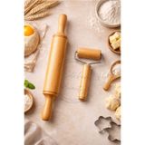 Kitchen Beauty Ahşap Saplı Rulo Hamur Açıcı Ve Merdane Pürüzsüz Oklava Pizza Börek Açma Silindir