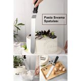 Kitchen Beauty Eğik Oval Uçlu Pasta Sıvama Spatulası 32 Cm, Siyah, Yüksek Kalite, Dayanıklı ve Pratik
