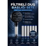 Kitchen Beauty Filtreli Duş Başlığı | 6 Adet Yedek Filtre | Kireç Önleyici | Su Arıtıcı | Klor Arıtıcı | 6 Fonksiyonlu Duş Seti