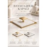 Kitchen Beauty Gold Detaylı Doğal Mermer Banyo Gider Kapağı 10x10 cm Paslanmaz Çelik Detaylı - 1 Adet