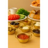 Kitchen Beauty Gold Kahvaltı Sunumluk Sosluk – Metal Çift Kulplu Dekoratif Mini Tabak Kase 1 adet (10cm)
