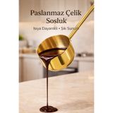 Kitchen Beauty Gold Paslanmaz Çelik Sosluk Isıya Dayanıklı Sütlük Saplı Benmari Sosluk Mini Sos Tenceresi - 1 ADET