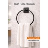 Kitchen Beauty Güçlü Yapışkanlı Yuvarlak Siyah Havluluk, Halka Havlu Asacağı