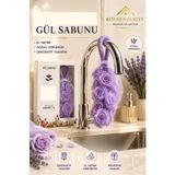Kitchen Beauty Mor Gül Şekilli Kokulu Dekoratif Sabun | Doğal İçerikli Kokulu Askılı Sabun Salkım Askılı Sabun (Kurdelalı)