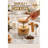 Kitchen Beauty Şarjlı 400ML Otomatik Karıştırıcı Cam Bardak Kahve Fincanı Kupa Süt Kahve Protein Karıştırıcı Bardak