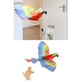 Kitchen Beauty Uçan Papağan Kuş Kedi Oyuncağı Sesli Hareketli Işıklı Sabitlenebilir İnteraktif Kuş Kedi Oyuncağı