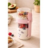 Kitchen Beauty Yoğurt Müsli ve Atıştırmalık Kabı 800 ml Bölmeli Granola Kabı Kaşıklı Snack Kabı - 1 Adet