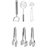Kitchen Damys Lüks 6 Parça Çeyiz Servis Kaşığı, Izgara Maşası Çırpıcı Jülyen Soyacak Mutfak Hazırlık Seti Çeyiz Seti - çelik