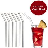 Kitchen Damys Lüks Şeffaf 6'lı Eğimli Cam Pipet