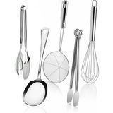 Kitchen Damys Paslanmaz Çelik 5 Adet Salata Maşası Servis Kaşığı Kevgir Servis Seti Mutfak Çeyiz Seti
