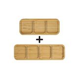 Kitchen Design Lab 2 Adet Bambu 3 Ve 4 Bölmeli Çerezlik Sunumluk Kahvaltılık Yağdanlık Sunum Servis Tabağı Kahverengi
