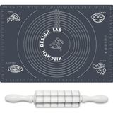 Kitchen Design Lab 2 Li Set Gri 45 X 65 Cm Silikon Hamur Açma Matı Ve Kare Mantımatik Seti