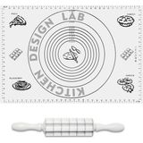 Kitchen Design Lab 2'Li Set Beyaz 45 X 65 Cm Silikon Hamur Açma Matı Ve Kare Mantımatik Seti