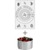 Kitchen Design Lab 2'li Set Beyaz 45X65 cm Silikon Hamur Açma Matı ve Yuvarlak Ayarlı Pasta Kalıbı Seti - Antrasit