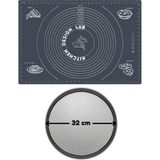 Kitchen Design Lab 2'Li Set Gri 45 X 65 Cm Silikon Hamur Açma Matı Ve Pizza Tepsisi 32 Cm