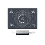 Kitchen Design Lab 2'li Set Gri 45x65 cm Silikon Hamur Açma Matı ve 9 Bıçaklı Mantımatik
