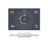 Kitchen Design Lab 2'li Set Gri Silikon Hamur Açma Matı 45x65 cm ve Kare Mantımatik Seti