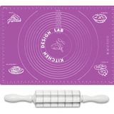 Kitchen Design Lab 2'Li Set Mor 45 X 65 Cm Silikon Hamur Açma Matı Ve Kare Mantımatik Seti