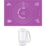 Kitchen Design Lab 2'li Set Mor 45X65 cm Silikon Hamur Açma Matı ve Hamur Porsiyonlayıcı - Antrasit