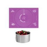 Kitchen Design Lab 2'li Set Mor 45x65 cm Silikon Hamur Açma Matı ve Yuvarlak Ayarlı Pasta Kalıbı