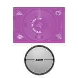 Kitchen Design Lab 2'li Set Mor Silikon Hamur Açma Matı 45x65 cm ve Pizza Tepsisi 32 cm
