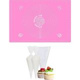 Kitchen Design Lab 2'li Set Pembe 45X65 cm Silikon Hamur Açma Matı ve Kullan At Krema Torbası Seti - Antrasit