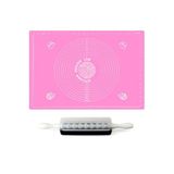 Kitchen Design Lab 2'li Set Pembe Silikon Hamur Açma Matı 45x65 cm ve 9 Bıçaklı Mantımatik