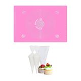 Kitchen Design Lab 2'li Set Pembe Silikon Hamur Açma Matı 45x65 cm ve Kullan At Krema Torbası