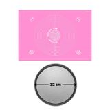 Kitchen Design Lab 2'li Set Pembe Silikon Hamur Açma Matı 45x65 cm ve Pizza Tepsisi 32 cm