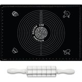 Kitchen Design Lab 2'Li Set Siyah 45 X 65 Cm Silikon Hamur Açma Matı Ve Kare Mantımatik Seti