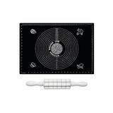 Kitchen Design Lab 2'li Set Siyah 45x65 cm Silikon Hamur Açma Matı ve Kare Mantımatik Seti