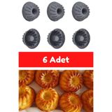 Kitchen Design Lab Antrasit 6'lı Silikon Mini Kek Kalıbı - Muffin Kalıbı 6 Adet Göbekli Kek Kalıbı