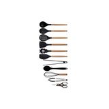 Kitchen Design Lab Bambu Silikon Mutfak Seti Kaşık Kepçe Spatula Maşa Çırpıcı Makas 11'li Siyah