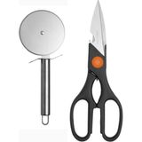 Kitchen Design Lab Büyük Boy Paslanmaz Çelik Hamur Kesme Ruleti 20 cm Hamur Kesici ve Çok Amaçlı Mutfak Makası - Antrasit