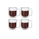 Kitchen Design Lab Çift Cidarlı Borosilikat Cam Nescafe,latte,filtre Kahve,süt,bitki Çayı Kupası 300 ml 4 Adet 2769