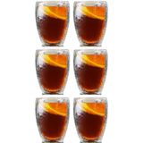 Kitchen Design Lab Çift Cidarlı Buzlu Kahve, Latte, Çay Bardağı Seti, 300 ML, 6 Adet, Borosilikat Cam