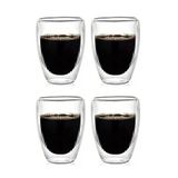 Kitchen Design Lab Çift Cidarlı Çizgili Cam Bardak Seti, 300 ML, 4 Adet, Bej
