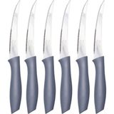 Kitchen Design Lab Gri Renkli 6 Adet Lazer Kesim Tırtıklı Orta Boy Meyve Sebze Bıçağı - 22 cm
