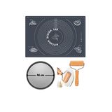 Kitchen Design Lab Gri Silikon Hamur Açma Matı 45 X 65 CM 36 CM Pizza Tepsisi Ve Ahşap Saplı Hamur Açıcı
