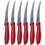 Kitchen Design Lab Kırmızı Renkli 6 Adet Lazer Kesim Tırtıklı Orta Boy Meyve Sebze Bıçağı - 22 cm