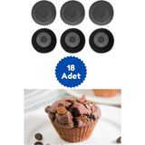 Kitchen Design Lab Kitchen Design Lab Antrasit 18'li Silikon Mini Browni Kalıbı - Muffin Kalıbı 18 Adet Cupcake Kek Kalıbı Browni Kek Kalıbı 18LI Antrasit