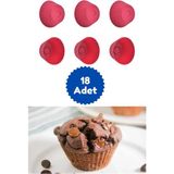 Kitchen Design Lab Kitchen Design Lab Kırmızı 18'li Silikon Mini Browni Kalıbı - Muffin Kalıbı 18 Adet Cupcake Kek Kalıbı Browni Kek Kalıbı 18LI Kırmızı