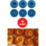 Kitchen Design Lab Kitchen Design Lab mavi 18'Li Silikon Mini Kek Kalıbı - Muffin Kalıbı 18 Adet Göbekli Kek Kalıbı Göbekli Mini Kek Kalıbı 18lı Mavi