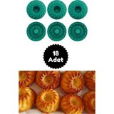 Kitchen Design Lab Kitchen Design Lab yeşil 18'Li Silikon Mini Kek Kalıbı - Muffin Kalıbı 18 Adet Göbekli Kek Kalıbı Göbekli Mini Kek Kalıbı 18lı Yeşil