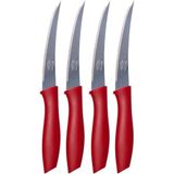 Kitchen Design Lab Paslanmaz Çelik 4 Adet Kırmızı Tırtıklı Bıçak | Meyve ve Sebze Için Keskin Mutfak Bıçağı - 22 cm